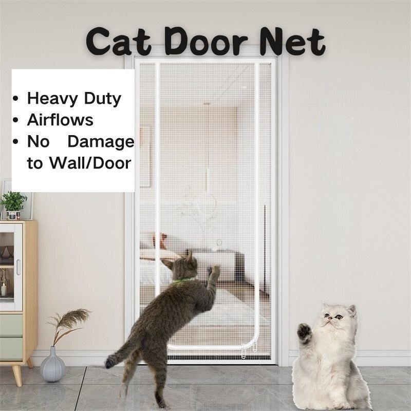 ประตูหน้าจอแมว Heavy Duty Scratch-Proof Door Net Permit Air Flow