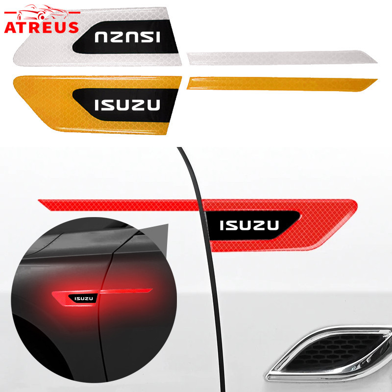 2ชิ้น ISUZU สติกเกอร์สะท้อนแสงสําหรับตกแต่งรถยนต์ สติกเกอร์สะท้อนแสง สติกเกอร์เตือนสะท้อนแสง สติกเกอร์ติดตกแต่งรถยนต์ สำหรับ ISUZU Panther Elf Traga Dmax Mux Trooper MU7 TFR Crosswind Panther Sportivo