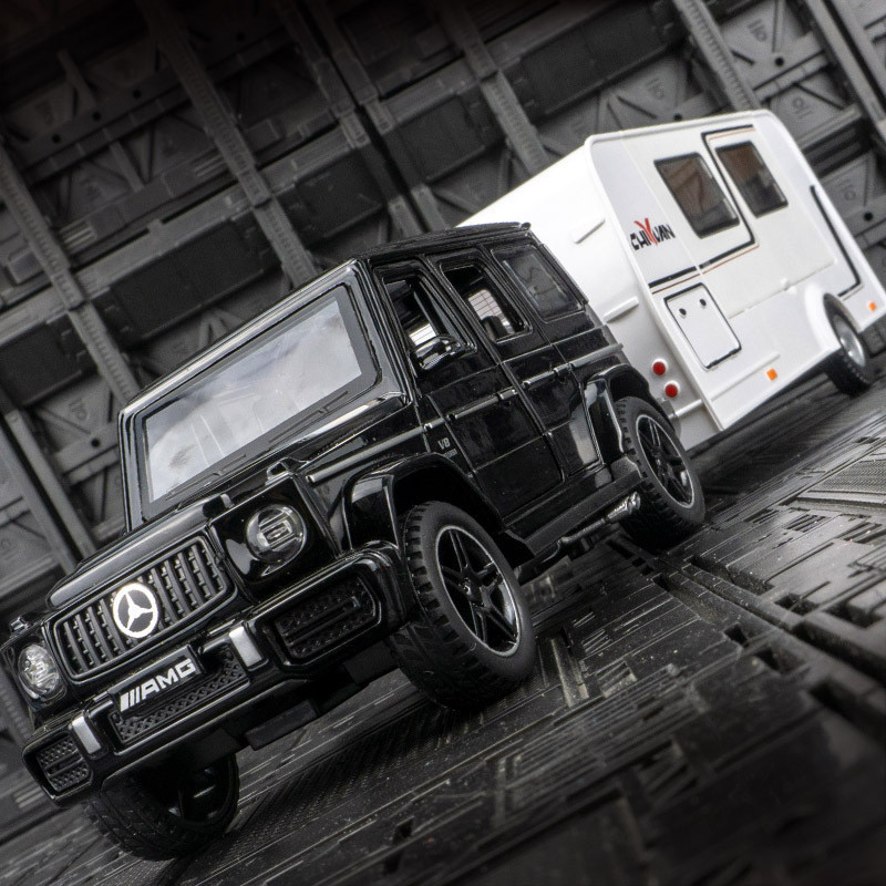 1:32 Benz G63 Roll-Royce Cullinan Wrangler Trailer RV รถบรรทุกโลหะผสมDiecastยานพาหนะของเล่นรถเสียงแล