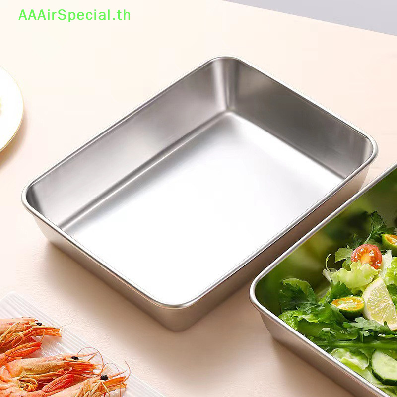 Aaairspecial 1PC สแตนเลสตู้เย็นกล่องเก็บอาหารพร้อมฝาปิดพลาสติก เตรียมอาหารกล่องเก็บความสดกล่องปิคนิค TH