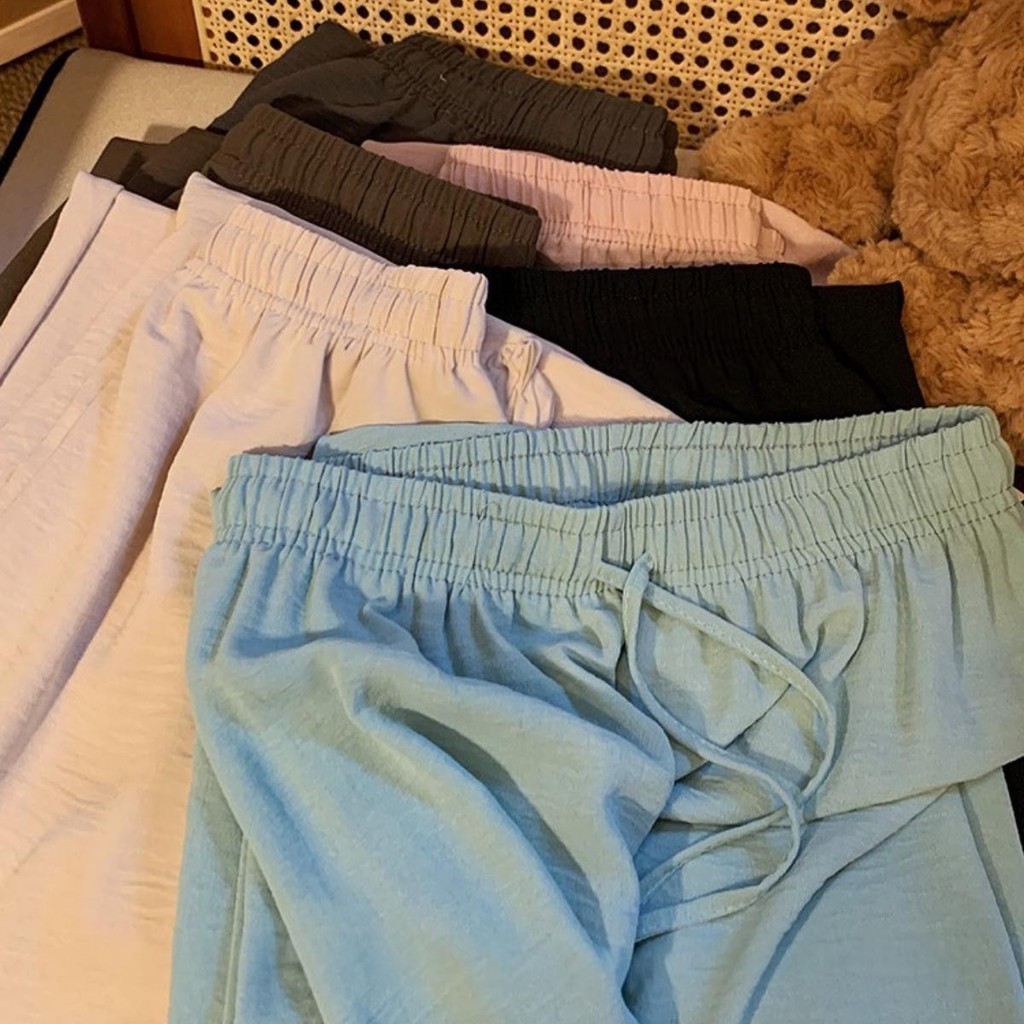 กางเกงขายาว ผู้หญิง ลำลอง ทรงกระบอก แฟชั่สไตล์เกาหลี เอวยางยืด ไม่มีกระเป๋าข้าง ทรงสวย แมทช์ได้หลายชุด Size M-2XL - รูปที่ 5