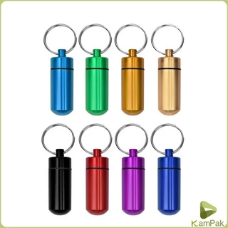 KamPak กล่องยายาพวงกุญแจอลูมิเนียม กล่องใส่ยาขนาดเล็กแบบพกพากันน้ำ Keychain Pill Box