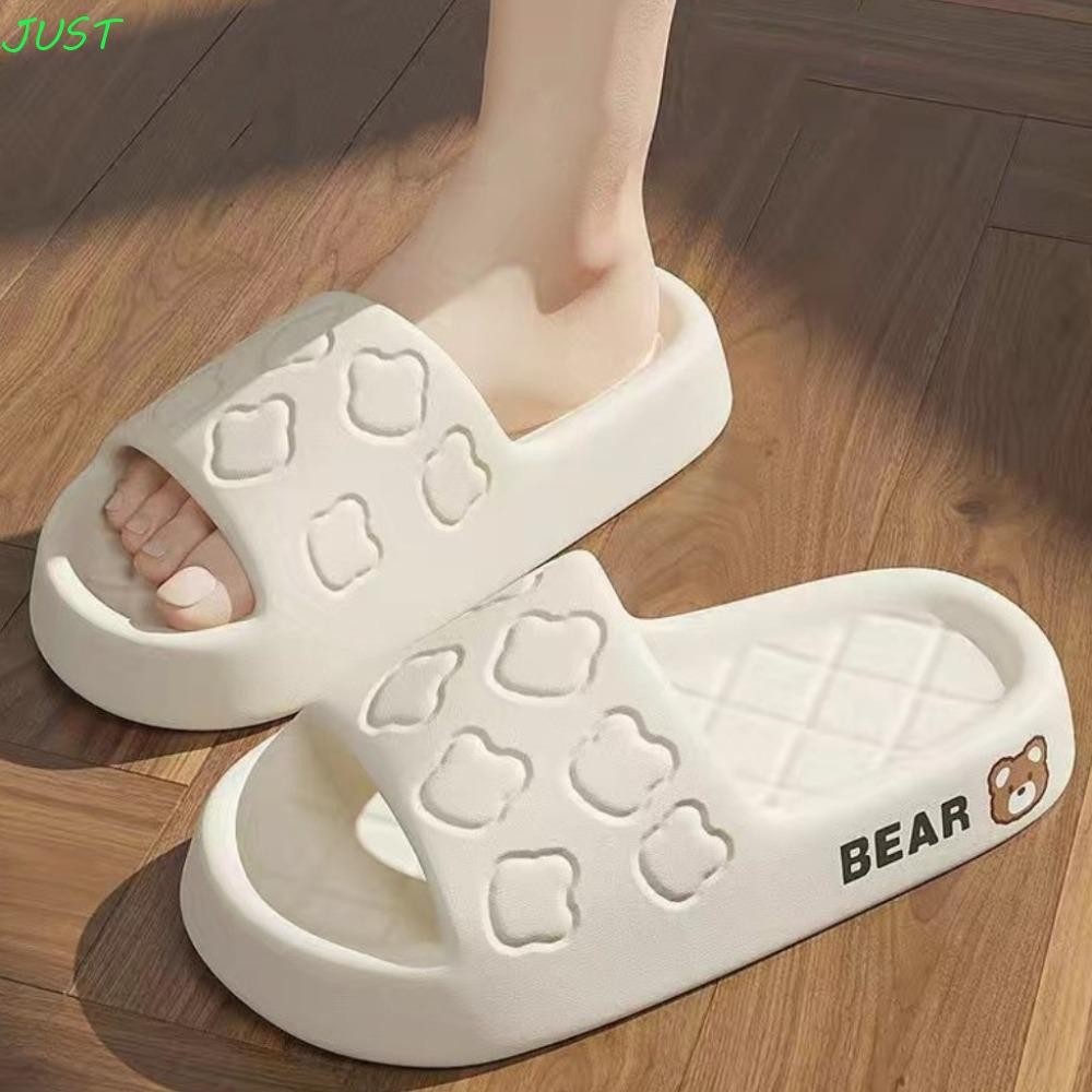 Just รองเท้าแตะแพลตฟอร์มหนา, รองเท้าแตะสไลด์ Soft Sole Non-slip Flip Flops, สบายการ์ตูนหมีเรียบง่ายแฟชั่นรองเท้าบ้านอาบน้ํา