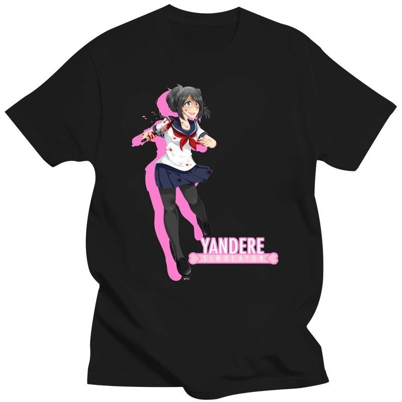 เสื้อยืดแขนสั้นลําลอง คอกลม แบบนิ่ม ลาย Yandere Simulator สไตล์วินเทจ สําหรับผู้ชาย และคู่รัก