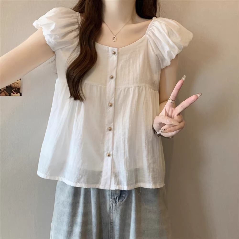 ส่งไวจากไทย⭐Summer⭐S-4XL พลัสขนาดแขนสั้นผู้หญิงเสื้อฤดูร้อนสไตล์เกาหลี - รูปที่ 6