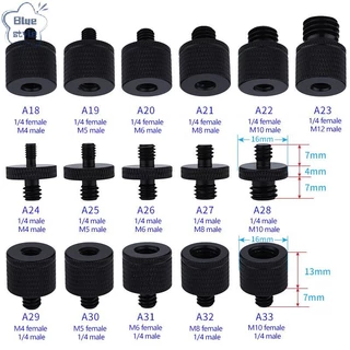 Bluestyle สกรูแปลง Dual Nuts ขาตั้งกล้อง Mount สกรู 1/4 ถึง M4 M5 M6 M8 M10 นิ้วโปรเจคเตอร์ Bracket อะแดปเตอร์แปลงสําหรับกล้องขาตั้งกล้องการถ่ายภาพอุปกรณ์เสริมใหม่