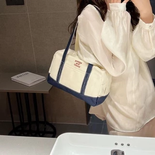【พร้อมส่ง】miss bag fashion กระเป๋าสะพายข้างผู้หญิง กระเป๋าผ้าใบ สไตล์เกาหลี เรียบง่าย