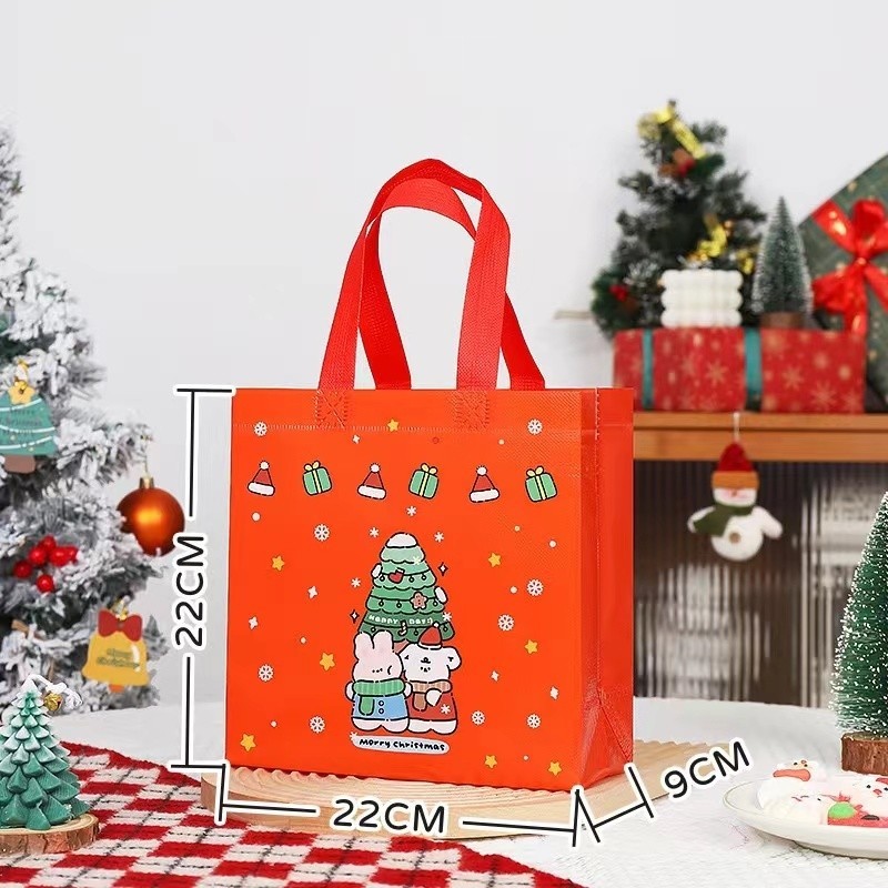 ใหม่ที่สวยงามถุงของขวัญถุงผ้ารูปแบบคริสต์มาสถุงเก็บของขวัญถุงเก็บอเนกประสงค์พับบรรยากาศ BS18
