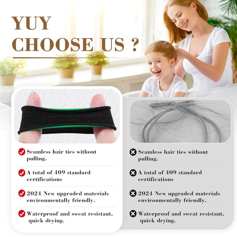 10/30/50 ชิ้น ยางรัดผมยืดหยุ่นสูงสีดำ / ยางรัดผมหางม้าแบบไร้รอยต่อ - รูปที่ 5