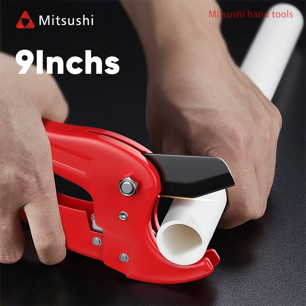 Mitsushi Pipe Cutter กรรไกรตัดท่อ PVC คีมตัดท่อ 32/42mm กรรไกรตัดท่อพีวีซี 8/9 นิ้ว ปลายด้ามจับมีตัวล็อค