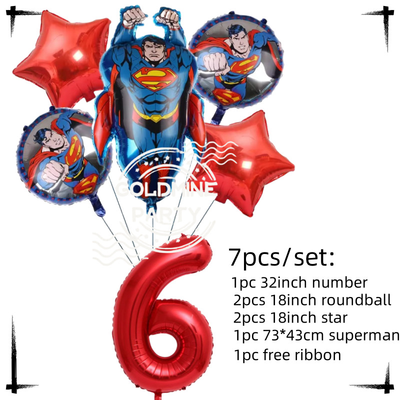 Superhero Superman ฟอยล์บอลลูนชุดสีแดงจํานวนฟอยล์ตกแต่งวันเกิด Baby Shower ของเล่นเด็ก