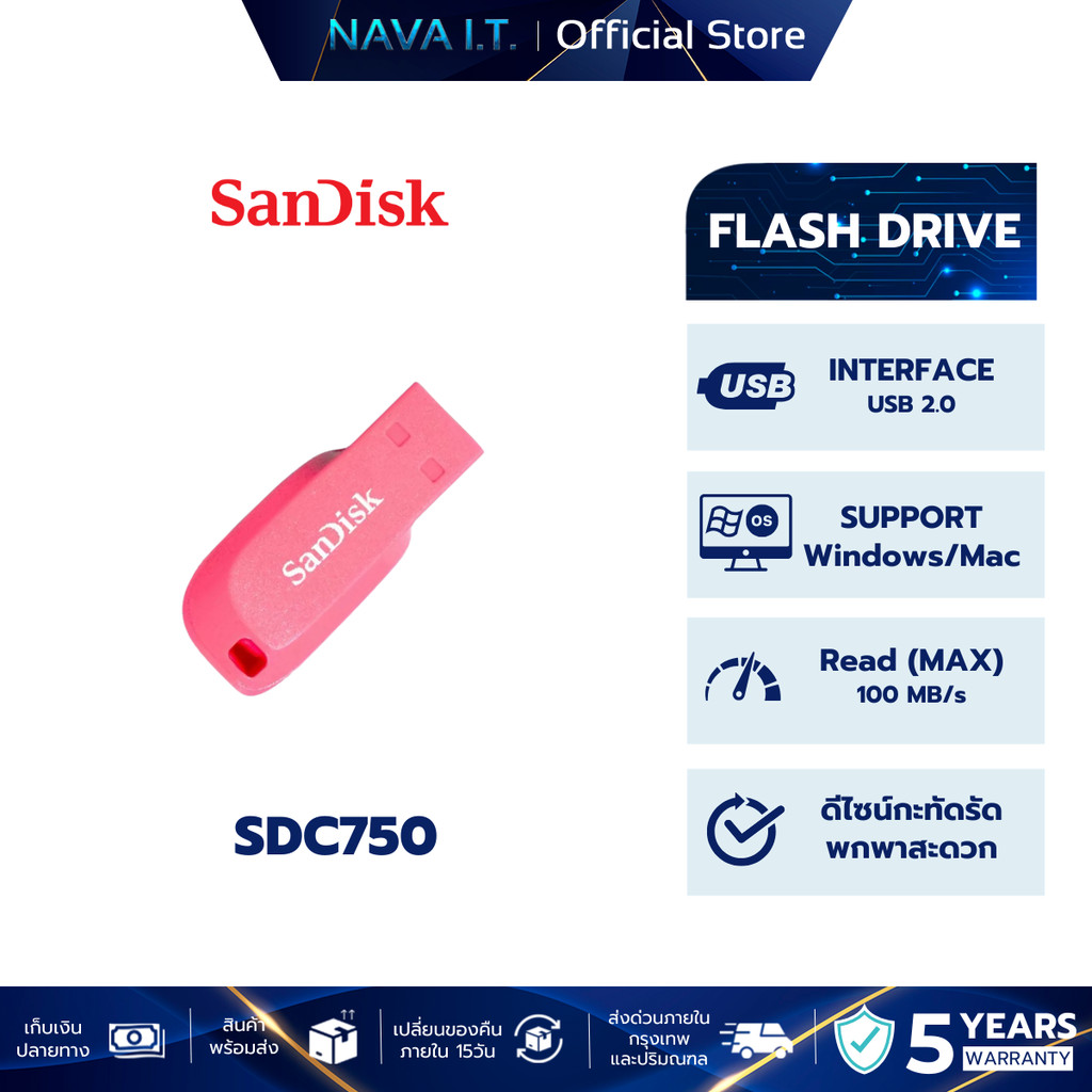 SANDISK FLASH DRIVE CRUZER BLADE 32GB PINK USB 2.0 (SDCZ50C-032G-B35PE)