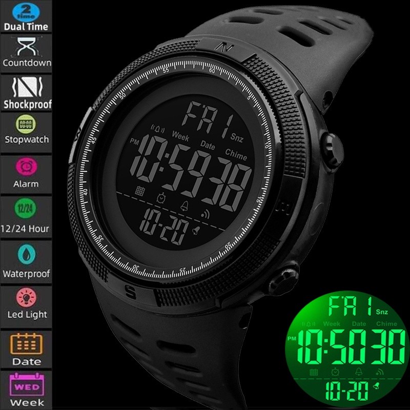 SKMEI สมี แฟชั่นบุรุษกีฬานาฬิกานับถอยหลัง นํา กันน้ําว่ายน้ําโครโนกราฟชายนาฬิกาป