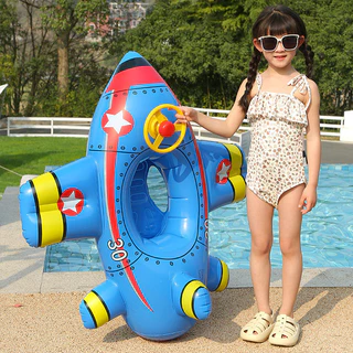 Aoduoyaya ห่วงยางเด็ก รูปร่างเครื่องบิน ด้วยพวงมาลัย ห่วงยางสวมขาเด็ก Baby Swimming Seat