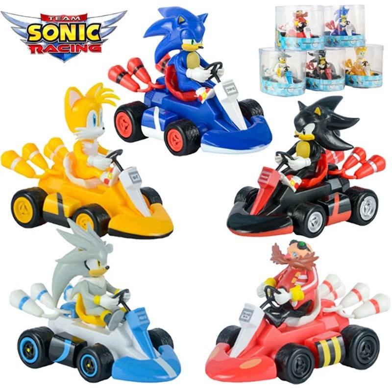 Sonic the Hedgehog ดึงกลับรถ Knuckles Echidna Chase Miles Tails Prower Action Figure ของเล่นอะนิเมะเ