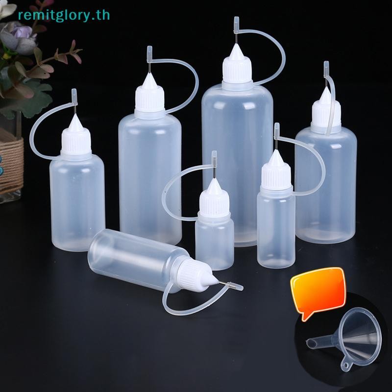 Remitglory 2/5PCS 5ml 10ml 20ml 30ml 50ml 60ml 100ml พลาสติก PE Squeezable Tip Applicator ขวดรีฟิล Dropper พร้อมเข็มเคล็ดลับ Caps สําหรับกาว TH