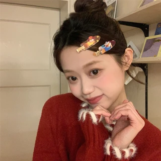 น่ารักตรวจสอบโบว์กิ๊บแต่งหน้าคลิปด้านข้างอุปกรณ์ผม