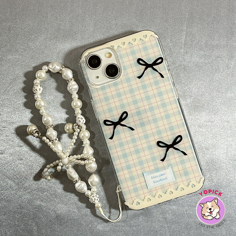 Blue check เคสโทรศัพท์สําหรับ iPhone 16 16Pro 16Plus 16Pro Max 11 12 13 14Plus 15Pro XR XS Max 7 8Plus การ์ตูนฝาครอบโทรศัพท์ผู้ถือโซ่สาว BB - รูปที่ 5