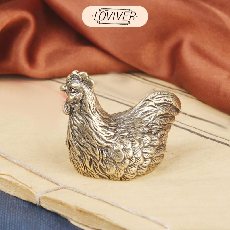 LOVIVER รูปปั้นไก่ชาสัตว์เลี้ยงของขวัญจี้ตกแต่งงานฝีมือขนาดเล็กตุ๊กตาพวงกุญแจรูปสัตว์สําหรับโต๊ะน้ําชา ห้องน้ําชา ห้องนอน