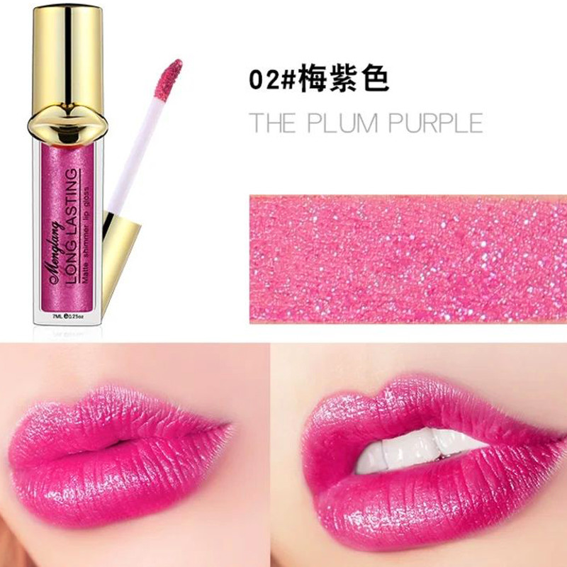 ตุ๊กตาบาร์บี้สีชมพู Matte Glitter Lip Gloss Diamond Shimmer Nude แต่งหน้า Liquid ลิปสติกกันน้ํา Long Lasting Lip Tint Shiny เครื่องสําอาง