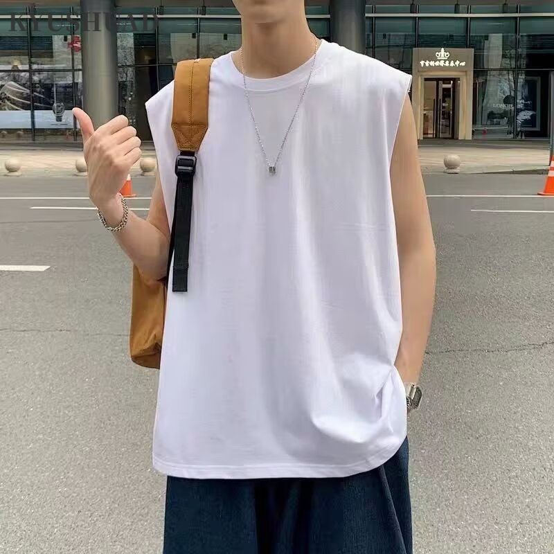 KYUSHUAD เสื้อยืดแขนกุดสีดําอินเทรนด์ - เหมาะสําหรับสภาพอากาศอบอุ่นแมทช์ง่าย