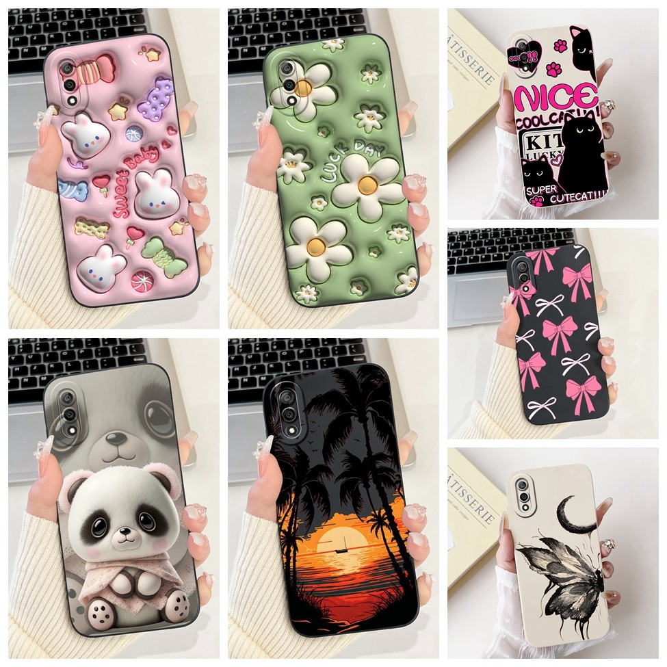 Huawei Y7 Pro 2019 กรณี DUB-LX2 ความงามแมวน่ารักแฟชั่นตลกซิลิโคนกันกระแทกเคสโทรศัพท์ Huawei Y7Pro 2019 ฝาหลัง