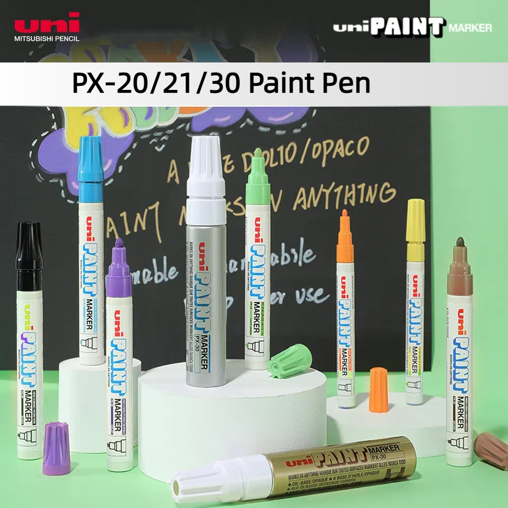 1 PC UNI PX-21/PX-20/PX-30 ปากกามาร์กเกอร์ถาวรน้ํามันสีกันน้ําเขียนสําหรับกระจกโลหะยางผ้า Graffiti P