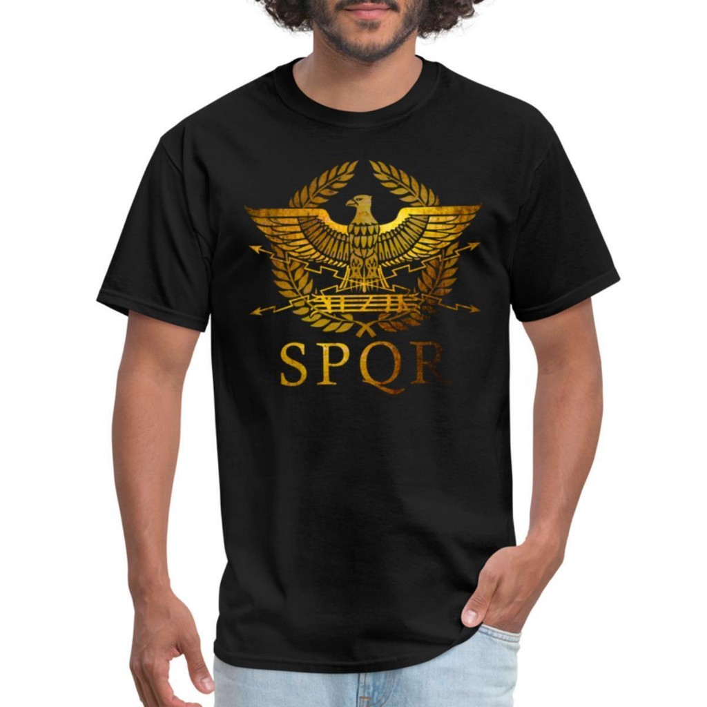 Spqr Senatus Populusque Romanus เสื้อยืดผู้ชาย O-คอฤดูร้อนผู้ชายสไตล์ใหม่เสื้อลําลอง Streetwear