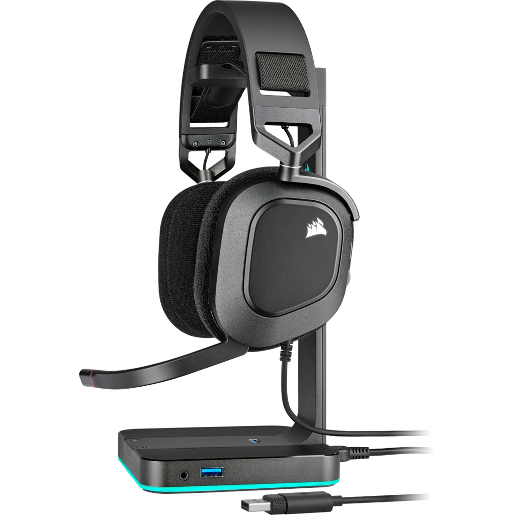 HEADSET หูฟัง CORSAIR GAMING HEADSET HS80 RGB USB CARBON/WHITE