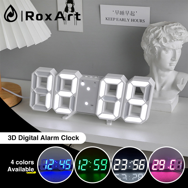 Roxart 3D นาฬิกาตั้งโต๊ะดิจิตอล แขวนผนัง ตกแต่งห้อง รูปแบบสามารถแขวนพนังและ ตั้งโต๊ะ นาฬิกามินิมอล