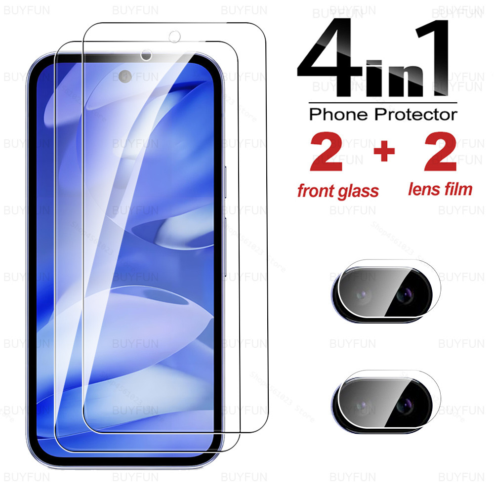4in1 กระจกนิรภัยสําหรับ Google Pixel 9A ป้องกันหน้าจอกาวเต็มปลดล็อคกระจกป้องกัน Pixel 9A 5G กล้องฟิล
