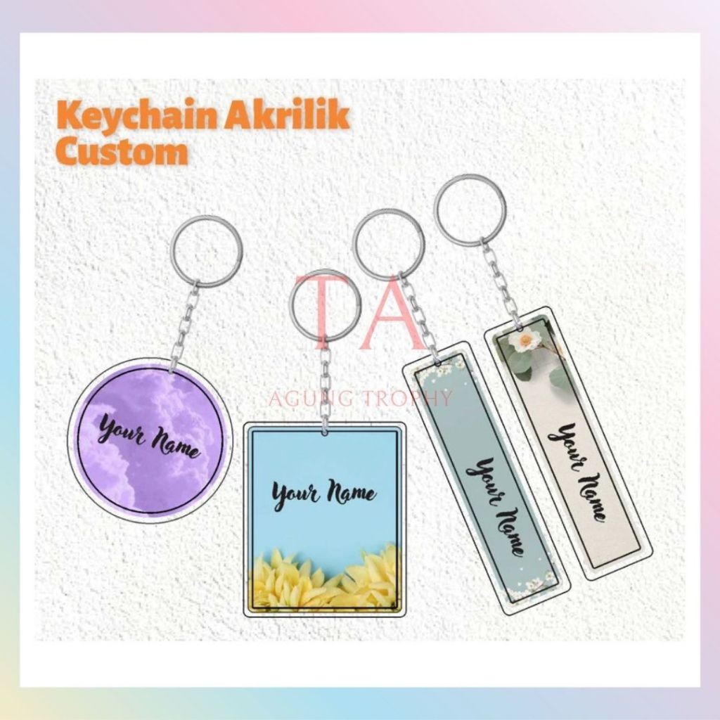 GANTUNGAN CUSTOM NAME KEYCHAIN MARBLE MODEL / KEYCHAIN / ACRYLIC MATERIAL UV PRINT WATERPROOF