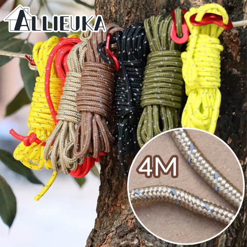 Allieuka เชือกสะท้อนแสง เชือกเต้นท์ เชือกพาราคอร์ด ผูกฟลายชีท สำหรับเดินป่า ตั้งแคมป์ 4M