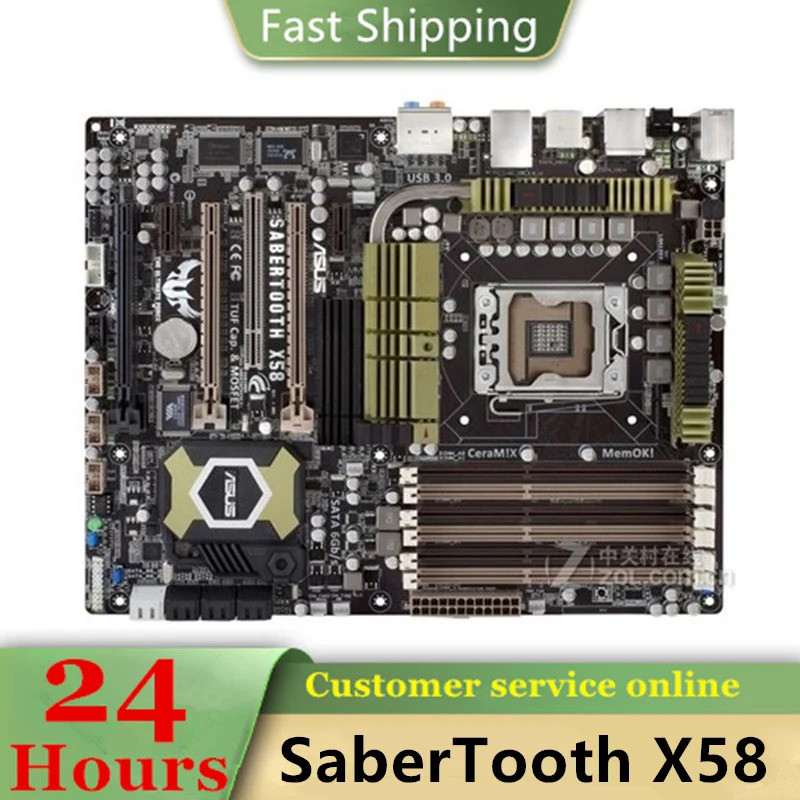 SaberTooth X58 ใช้ LGA 1366 LGA1366 DDR3 24GB USB2.0 SATA2 เมนบอร์ดเดสก์ท็อป