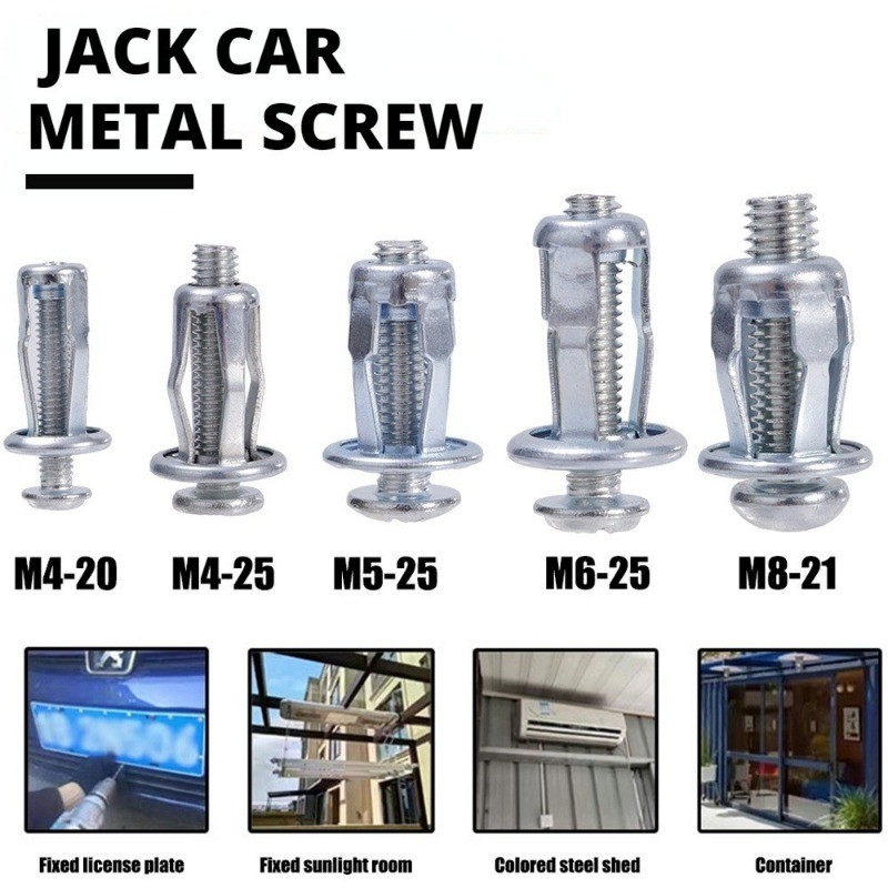 4 ชิ้น M4 M5 M6 M8 กลีบ Rivet ล็อคถั่วสกรูป้ายทะเบียนคงที่สําหรับรถยนต์รถสกรูเหล็กผิวโลหะสกรูแจ็คถั่ว