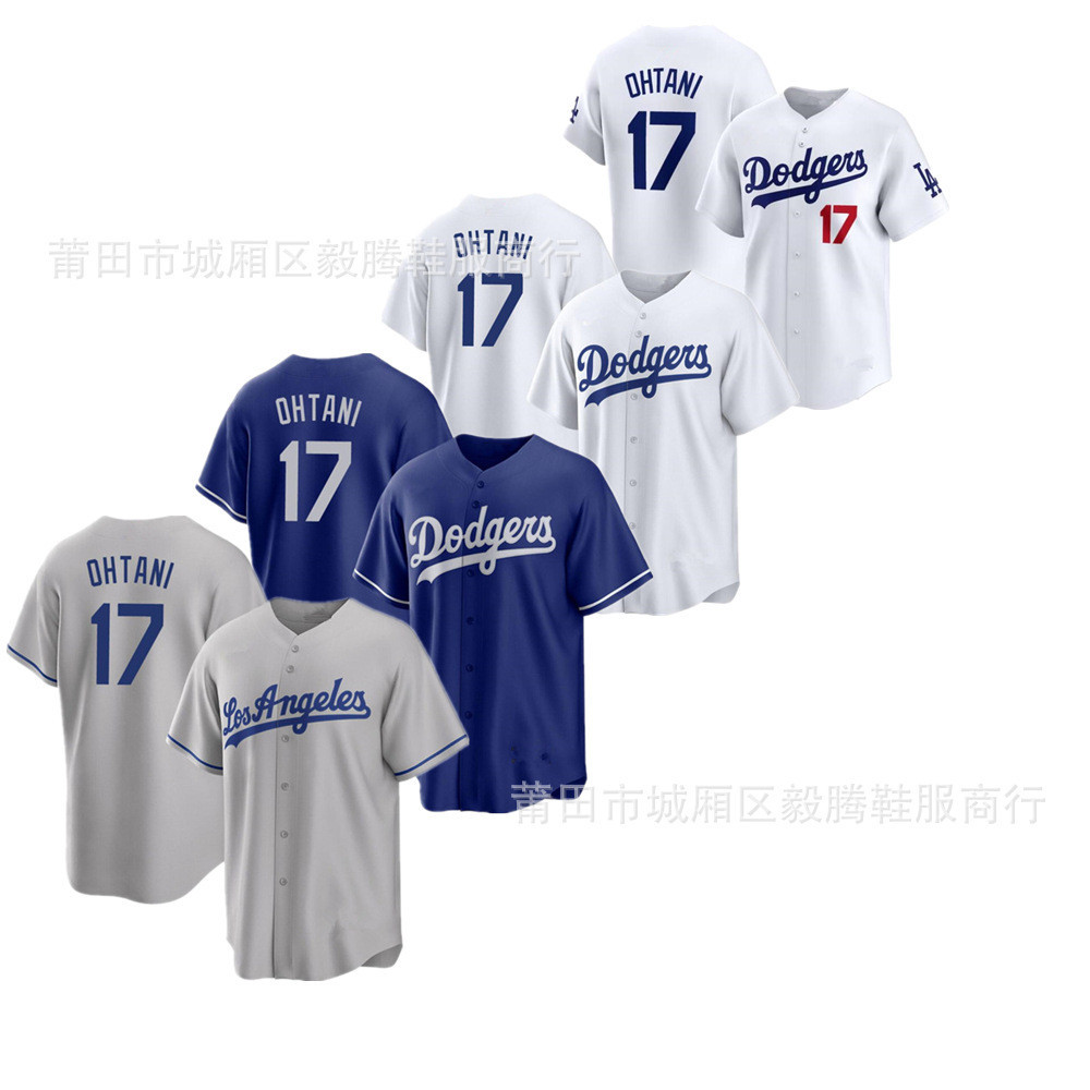 เสื้อกีฬาเบสบอล ปักลาย Shohei Otani Jersey Dodgers 17 OHTANI