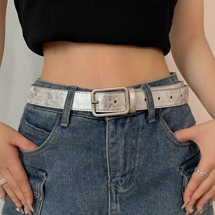 เข็มขัด สีเงิน สไตล์เกาหลี ย้อนยุค สําหรับผู้หญิง