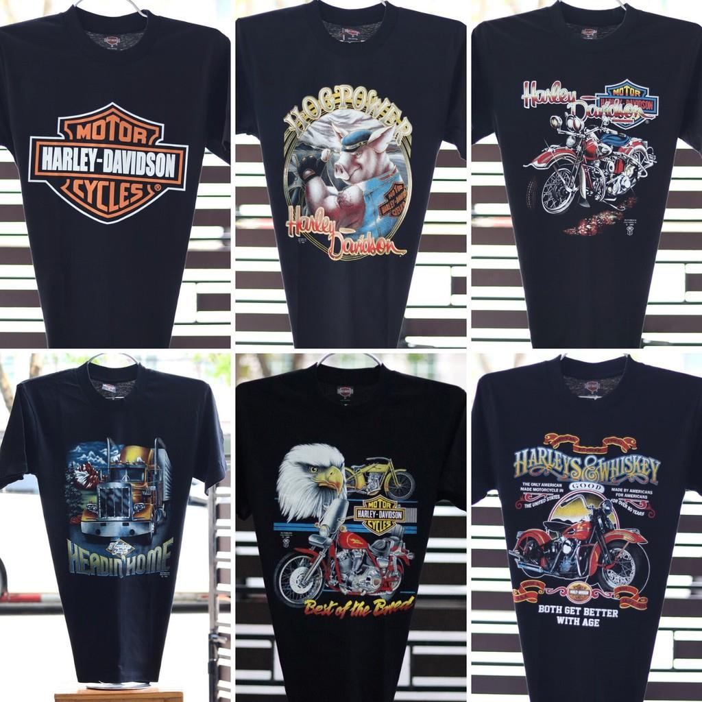 เสื้อยืดแขนสั้นคอกลม เสื้อฮาเล่ผ้าบาง Harley-Davidson ผ้ามุ้ง ใส่สบาย สไตล์วินเทจ ป้ายVintage 3D EMBLEM [ S M L XL ]Co