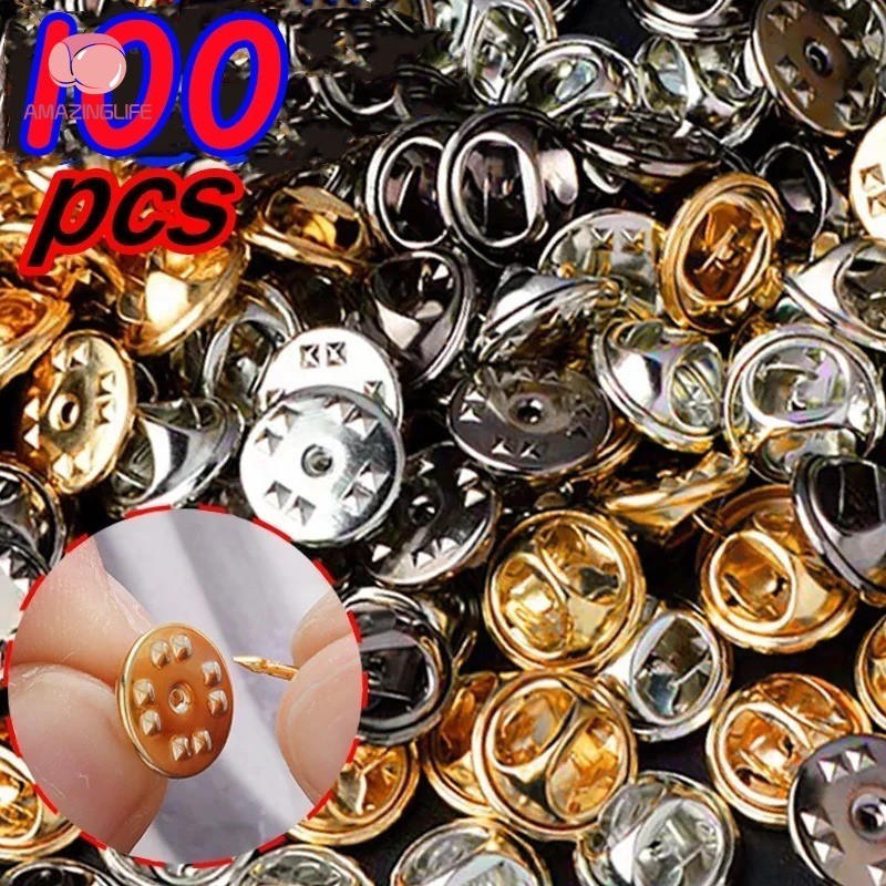 100 ชิ้น / เซต โลหะล็อค Pin DIY ผีเสื้อ หมวก หัวเข็มขัด เข็มกลัด ที่ใส่ป้าย สําหรับเครื่องประดับ DIY วัสดุทําด้วยมือ อุปกรณ์งานฝีมือ