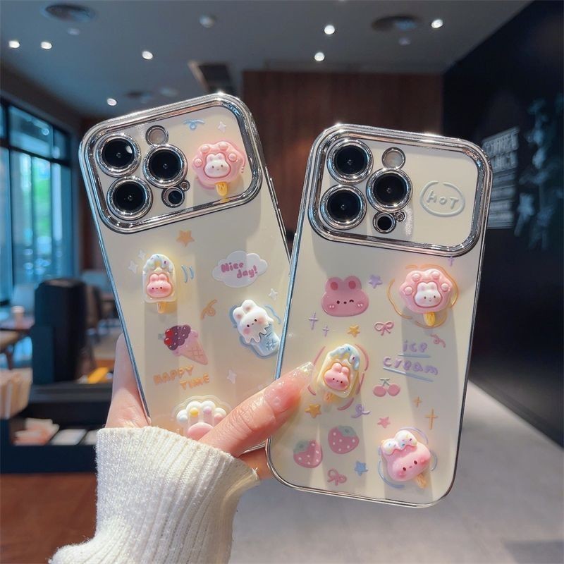 เคสโทรศัพท์มือถือ ซิลิโคน กันกระแทก ลายการ์ตูนกระต่ายเชอร์รี่น่ารัก 6d สําหรับ iphone 15proamx 14 13 12 11 XSmax XR 8plus 7