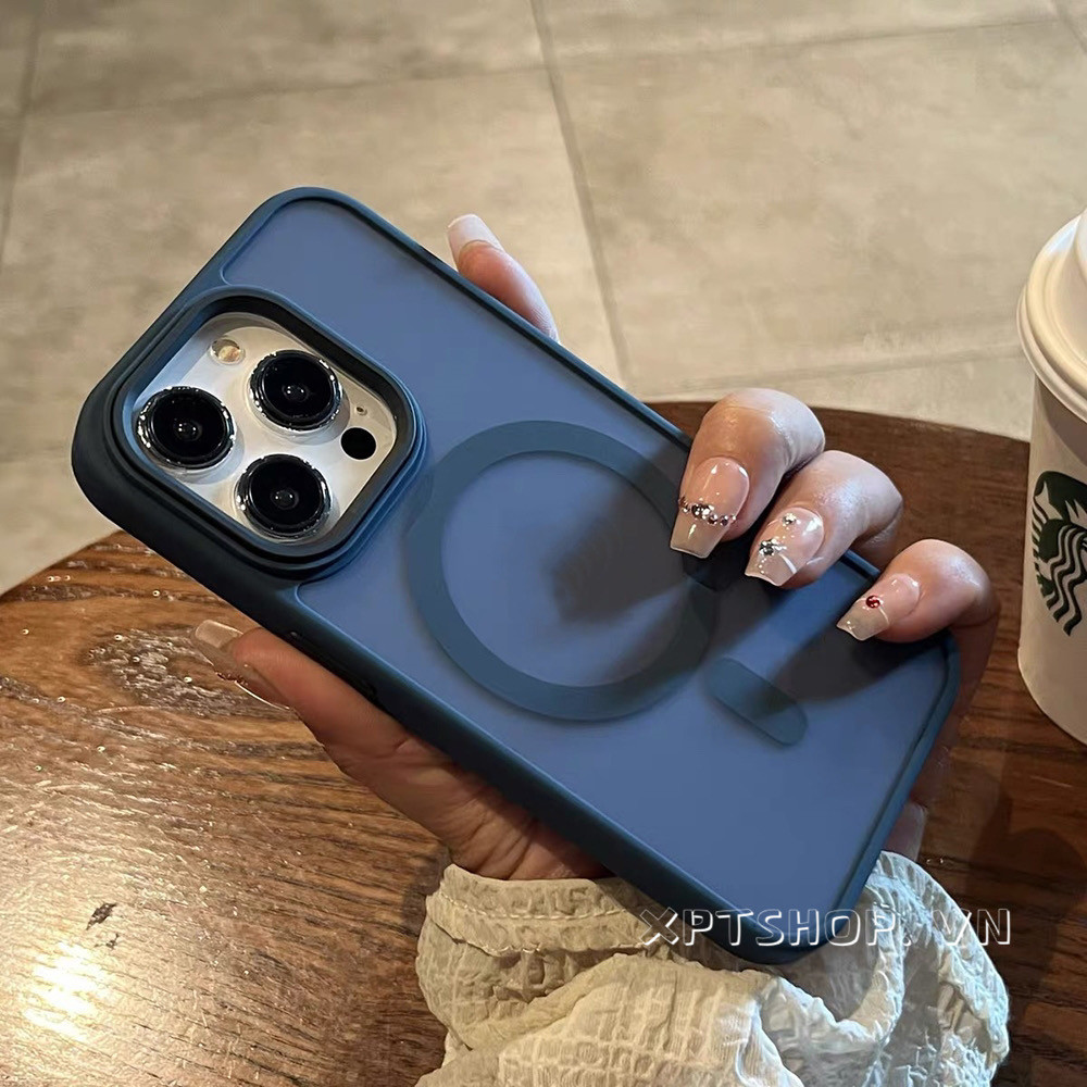 เคสโทรศัพท์มือถืออะคริลิค ป้องกันกระแทก เต็มเครื่อง สีน้ําเงินเข้ม สําหรับ iPhone 15 Pro Max 15 Pro 15 Plus 14 13 12 11 Pro Max