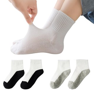 ถุงเท้าเด็ก ถุงเท้านักเรียนสีขาว คุณภาพดี มีรูระบายอากาศ มีไ…