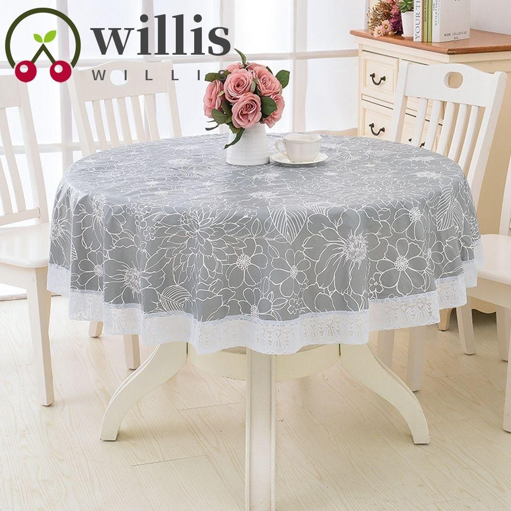 Willis ผ้าปูโต๊ะอาหาร ทรงกลม กันน้ํามัน หรูหรา เช็ดทําความสะอาดได้ ตกแต่งบ้าน