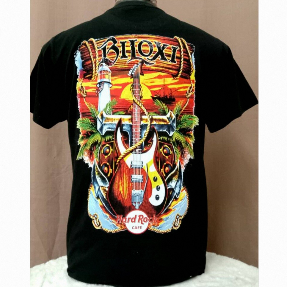 ผ้าฝ้ายแท้ 100% คุณภาพสูงการพิมพ์ HARD ROCK CAFE BILOXI /เสื้อยืด/baju/baju tshirt lelaki/shirt