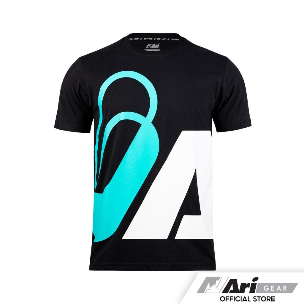 ✨2024 ARI BIG LOGO RUNNING LIFESTYLE TEE - BLACK/BLUE/WHITE เสื้อยืด อาริรันนิ่ง ซิกเนเจอร์ สีดำ s-5xl