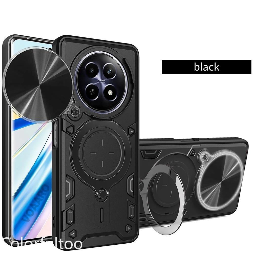 Realme 14X สไลด์ Push ดึงเลนส์กล้องป้องกันเคสโทรศัพท์สําหรับRealme 13 12 Pro Plus 12Pro + 13 + 12 + Realme13Pro 5Gผู้ถือแหวนแม่เหล็กวงเล็บเกราะกันกระแทกปลอกปกหลัง - รูปที่ 5