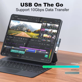 Fonken 2 in 1 อะแดปเตอร์ USB C ตัวผู้ เป็น USB 3.2 ตัวเมีย พร้อมพอร์ตชาร์จ PD100W รองรับฟังก์ชั่น OTG สําหรับโทรศัพท์มือถือ แล็ปท็อป