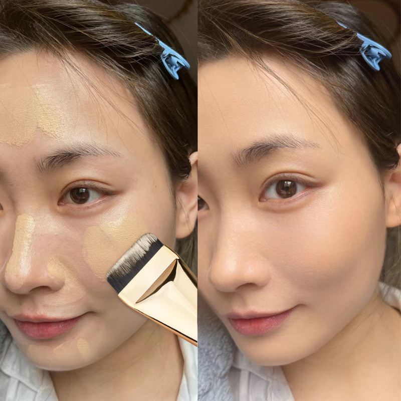 แปรงรองพื้นแบบบางพิเศษ-แปรงไฟเบอร์ด้ามยาว-มาส์กหน้าปลายคู่ ผู้สมัคร - แปรงคอนทัวร์หน้า - แปรงแต่งหน้าครีมรองพื้น - แปรงแต่งหน้าหัวแบน - รูปที่ 2