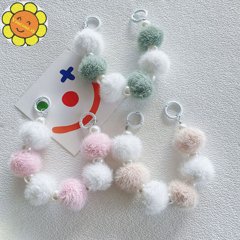 Yescont สายคล ้ องโทรศัพท ์ ข ้ อมือ Hairball จี ้ ฤดูหนาว Woolly สร ้ อยข ้ อมือโทรศัพท ์ Universal Anti Loose สลิงกระเป ๋ าจี ้ โซ ่ โทรศัพท ์ มือถือ Lanyard TH