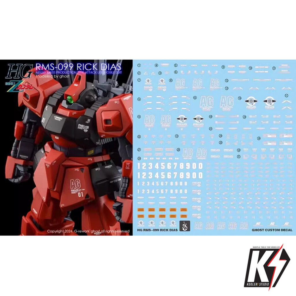 Waterdecal CG HG RMS-099 Rick Dias #ดีคอลน้ำสำหรับติดกันพลา กันดั้ม Gundam พลาสติกโมเดลต่างๆ